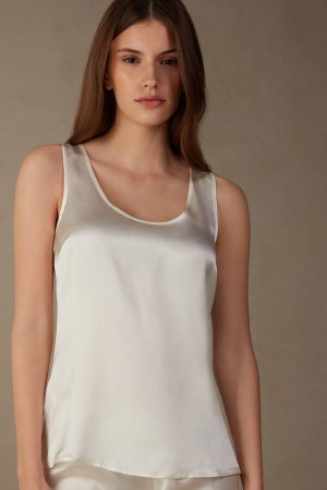 Intimissimi Silk and Modal Tank Top Dame Hvite | NOFM4342
