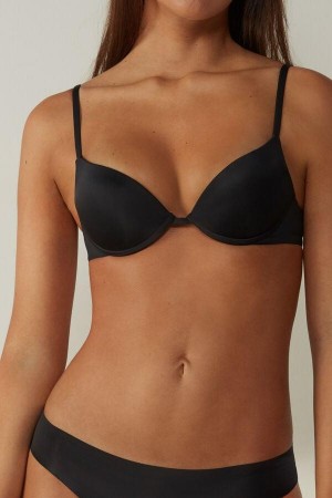 Intimissimi Simona Microfiber Super Push-Up BH Dame Svarte | NOUT4713