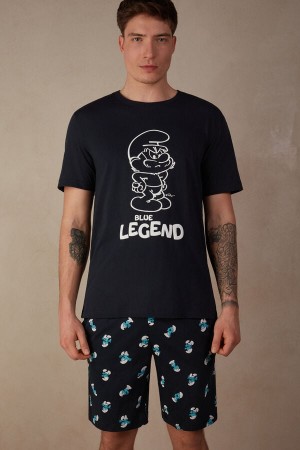 Intimissimi Smurfs Kort Bomull Pyjamas Herre Blå | NOTV3175