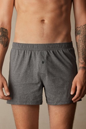 Intimissimi Solid Color Bomull Jersey Relaxed Fit Boxer Herre Dyp Grå | NOKI3453