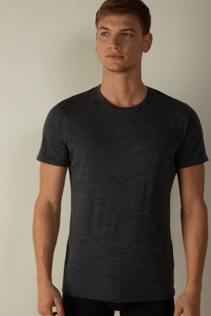 Intimissimi Stretch Merino Ull Kort-Sleeve T-skjorte Herre Grå | NOIS3057