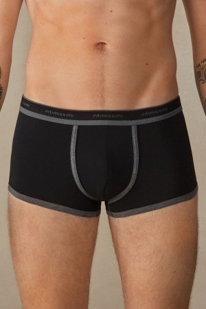 Intimissimi Stretch Supima® Bomull Shorts with Logo Detail Boxer Herre Svarte Dyp Grå | NORW3441