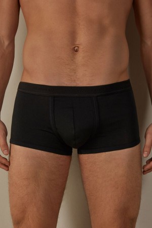 Intimissimi Stretch Supima® Bomull Shorts with Logo Detail Boxer Herre Svarte Svarte | NOMA3420