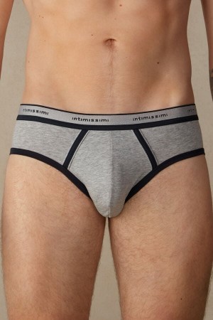 Intimissimi Stretch Supima® Bomull with Logo Detail Truser Herre Lyse Grå Blå | NOVD3370