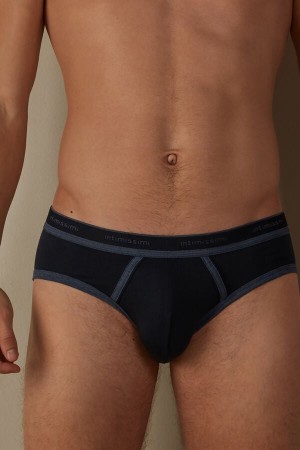 Intimissimi Stretch Supima® Bomull with Logo Detail Truser Herre Blå Blå | NOIS3359