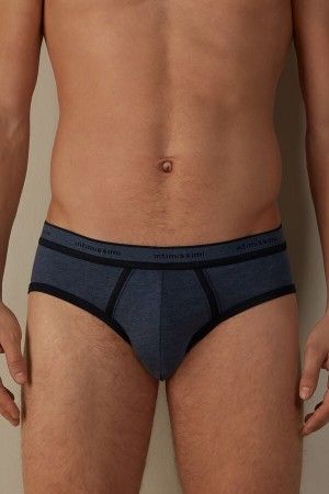 Intimissimi Stretch Supima® Bomull with Logo Detail Truser Herre Blå Blå | NOQZ3348