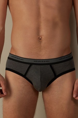 Intimissimi Stretch Supima® Bomull with Logo Detail Truser Herre Dyp Grå Svarte | NOWY3347