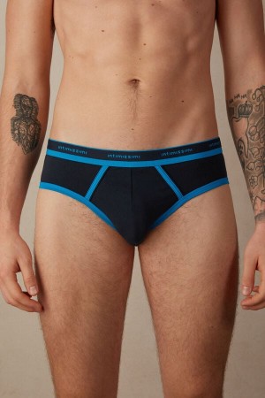 Intimissimi Stretch Supima® Bomull with Logo Detail Truser Herre Blå | NOEX3346