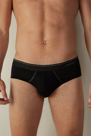 Intimissimi Supima Bomull with Visible Elastic Truser Herre Svarte Dyp Grå | NOLH3374