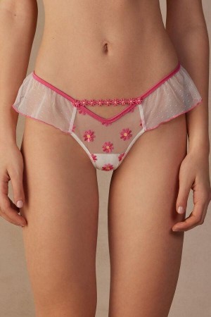 Intimissimi Sweet Like Daisies ‘80s Stil Brazilian Truser Dame Fuchsia Rosa Hvite | NORW3597