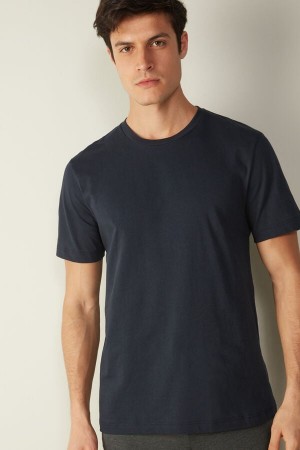Intimissimi T-shirt in Bomull Jersey Pyjamas Herre Blå | NOIS3172