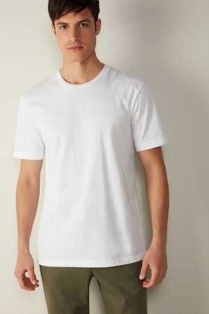 Intimissimi T-shirt in Bomull Jersey Pyjamas Herre Hvite | NOOR3171