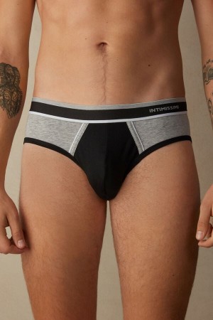 Intimissimi Two-Tone Stretch Supima® Bomull Truser Herre Svarte Lyse Grå | NOMA3367