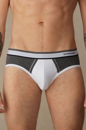 Intimissimi Two-Tone Stretch Supima® Bomull Truser Herre Hvite Dyp Grå | NOWY3365
