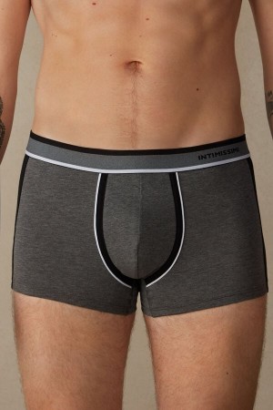 Intimissimi Two-tone in Stretch Supima® Bomull Boxer Herre Dyp Grå Svarte | NOGL3475