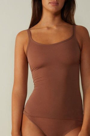 Intimissimi Ultralight Supima® Bomull Tank Top Dame Mørke Beige | NONB4357
