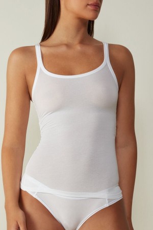 Intimissimi Ultralight Supima® Bomull Tank Top Dame Hvite | NOOR4347