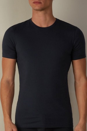 Intimissimi in Stretch Supima® Bomull T-skjorte Herre Blå | NOHK3048