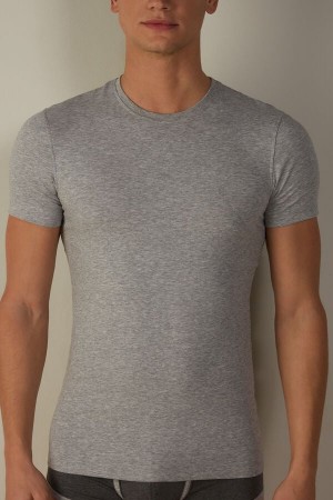 Intimissimi in Stretch Supima® Bomull T-skjorte Herre Lyse Grå | NOZG3044