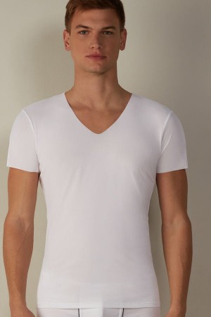 Intimissimi seamless Micromesh T-skjorte Herre Hvite | NOUT3031